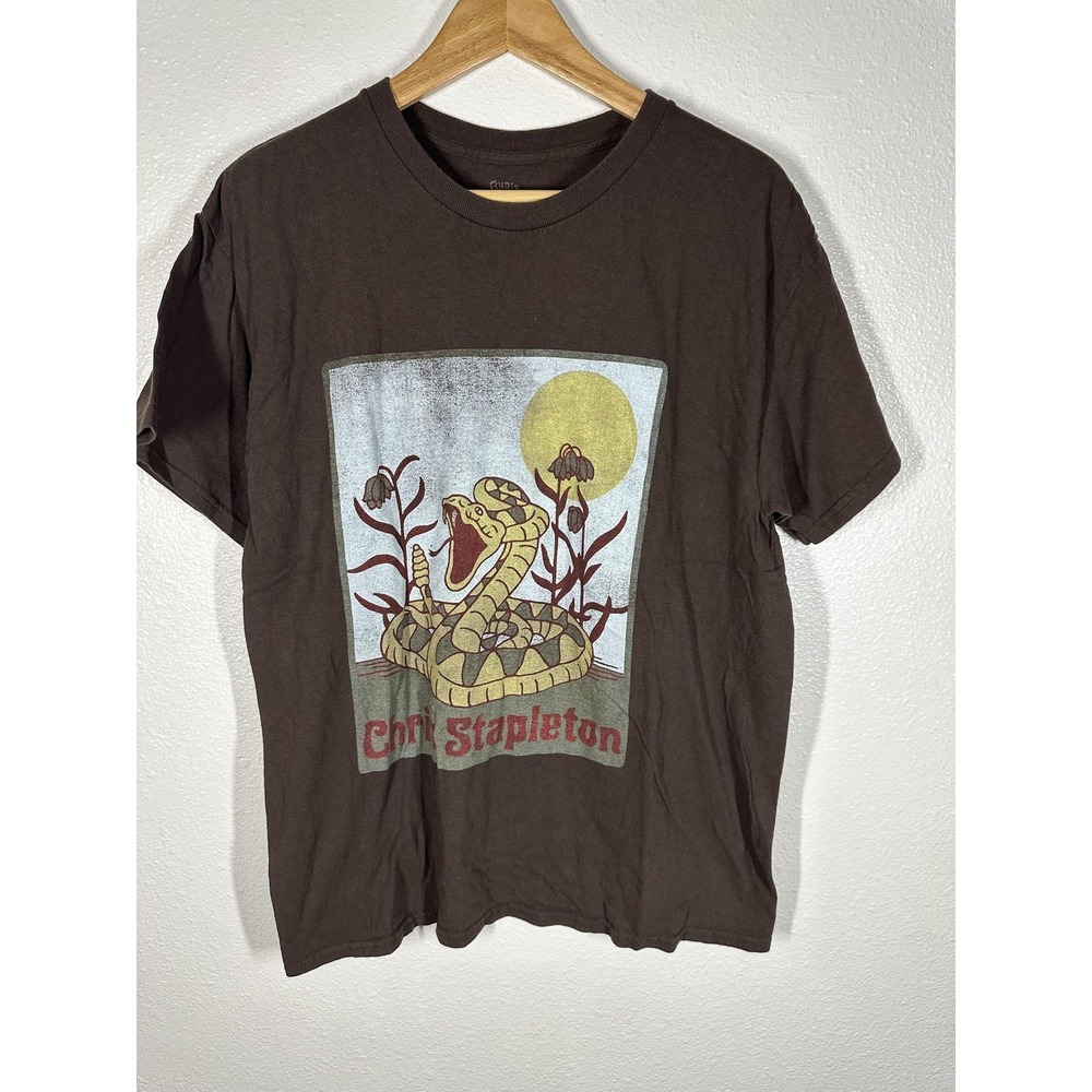 Chris Stapleton Shirt Mens Medium Brown‎ Snake Graphic Band Tee 100% Cotton